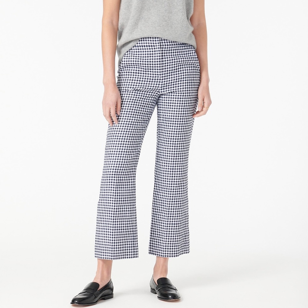 J Crew Hayden pant in gingham stretch linen